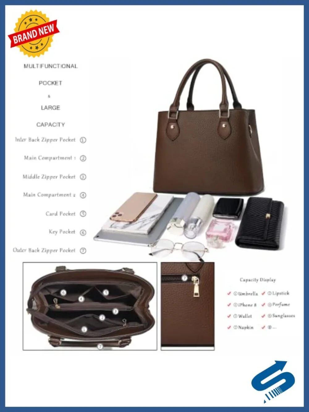 Leather Crossbody Tote Satchel Shoulder Bag Faux Leather with Gold Hardware